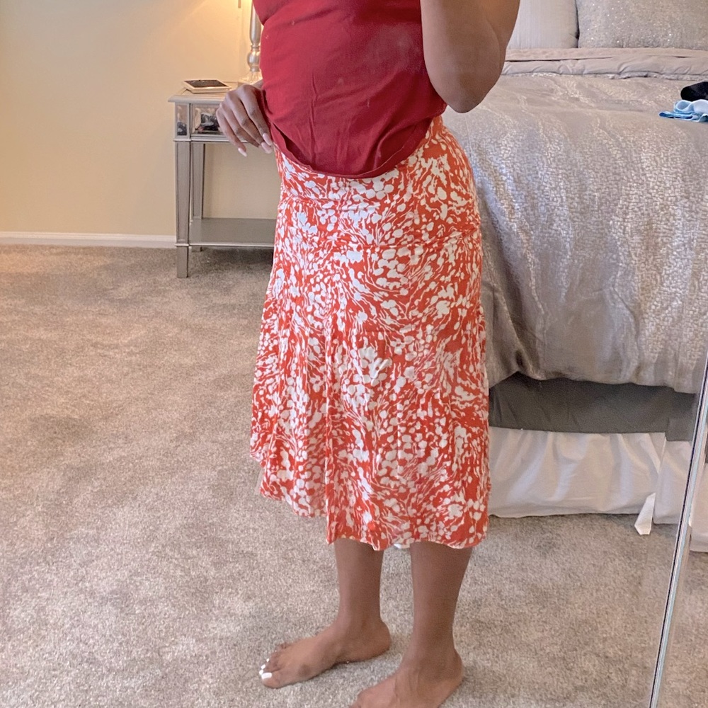 Drop Waist Pleated Trumpet Skirt